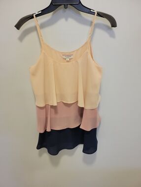 Andree Beige Pink Navy Layered Spaghetti Strap Tank Top